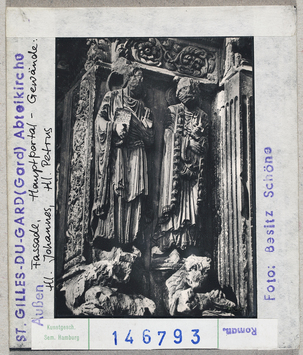 Vorschaubild Saint-Gilles-du-Gard: Abteikirche, Westfassade, Hauptportalgewände, Hl. Johannes, Hl. Petrus 